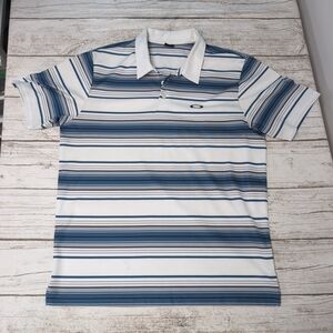 Vintage Oakley Striped Synthetic Polo Shirt Made In Thailand Size Large